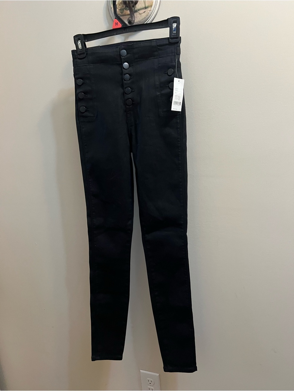 J Brand High-Rise Black Button-Front Skinny Jeans Size 25